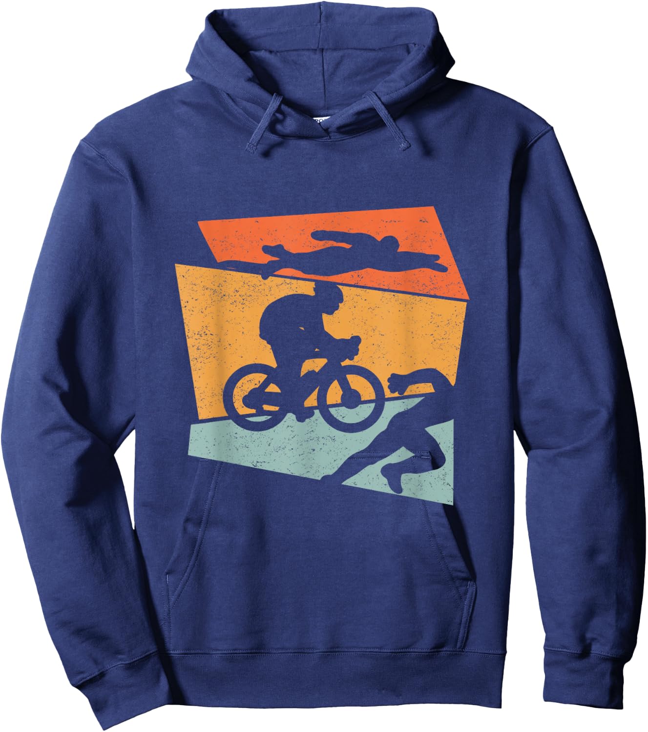 Triathlon Vintage Retro Swimming Cycling Running Athlete SC Hoodie - Hoodie | Navy