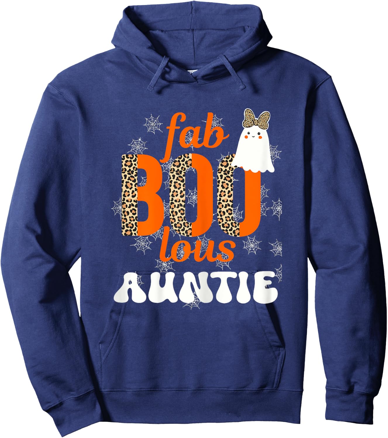 Fab BOO lous Auntie Leopard Halloween Ghost Sheet Hoodie - Hoodie | Navy