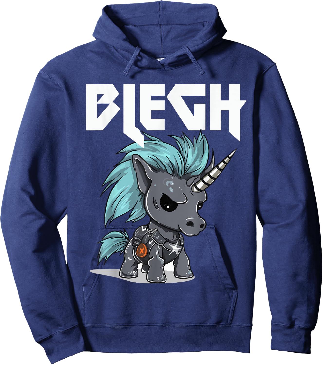 Blegh Heavy Metal Metalcore Unicorn Hoodie - Hoodie | Navy