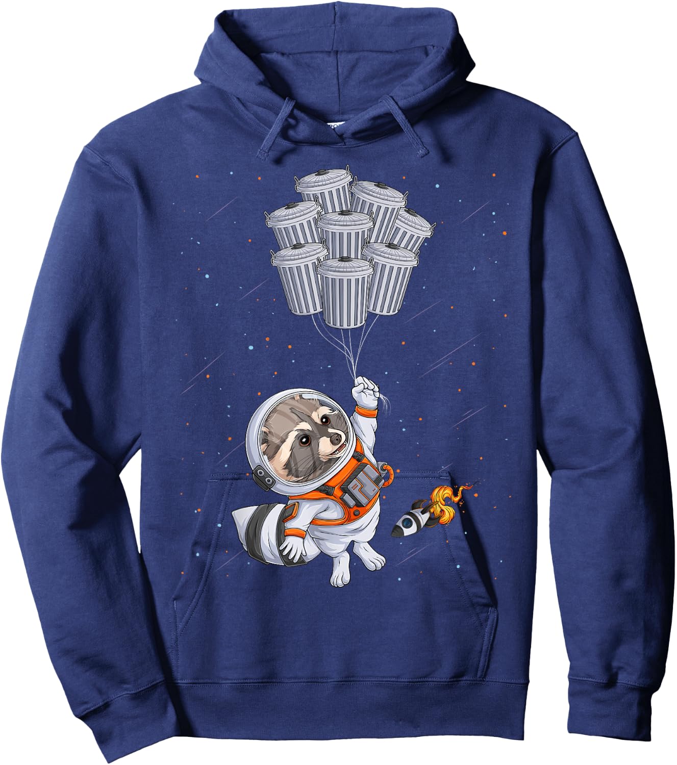Astronaut animal funny Raccoon Moon trash cans space Hoodie - Hoodie | Navy