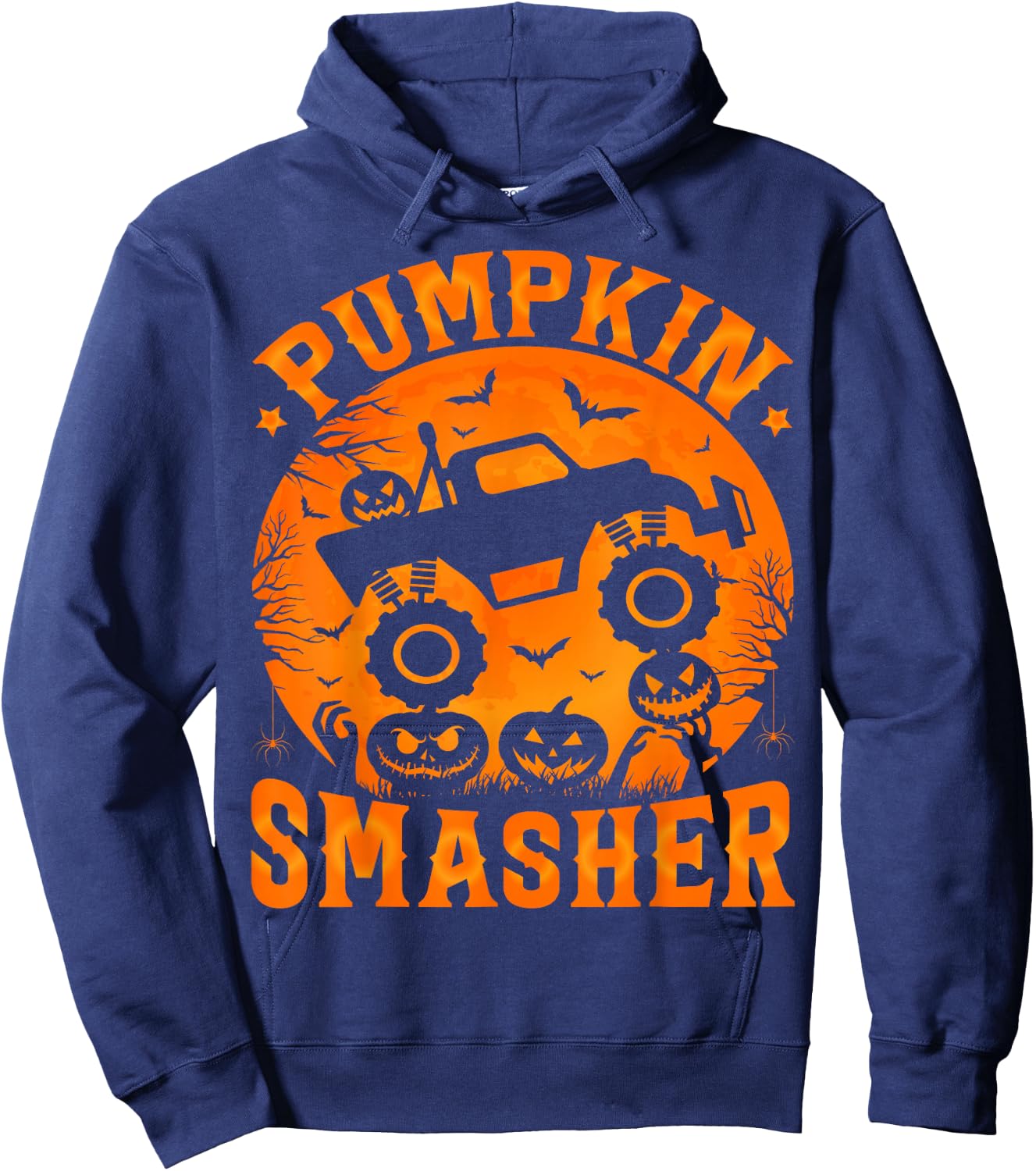 Pumpkin Smasher Halloween Monster truck Boys Halloween Kids Hoodie - Hoodie | Navy
