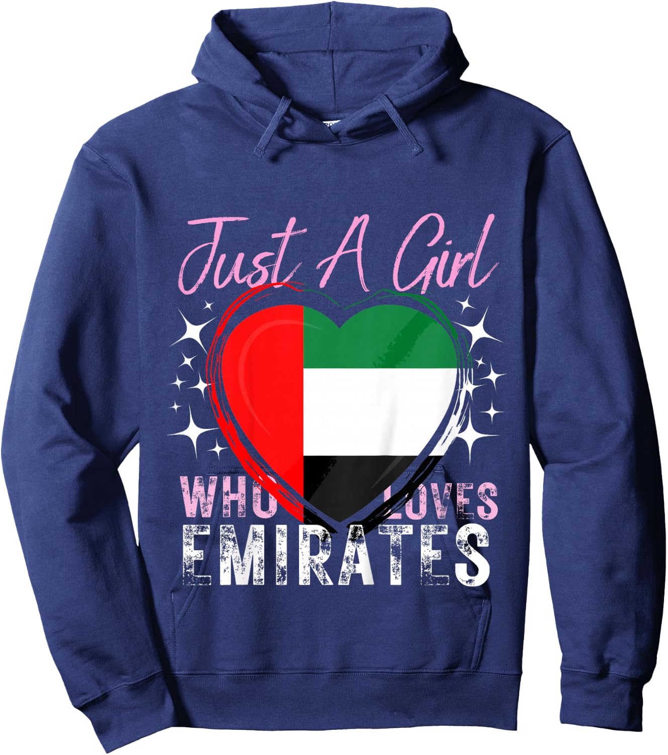 Just A Girl Who Loves UAE Emirates Heart Flag for Girls Hoodie - Hoodie | Navy