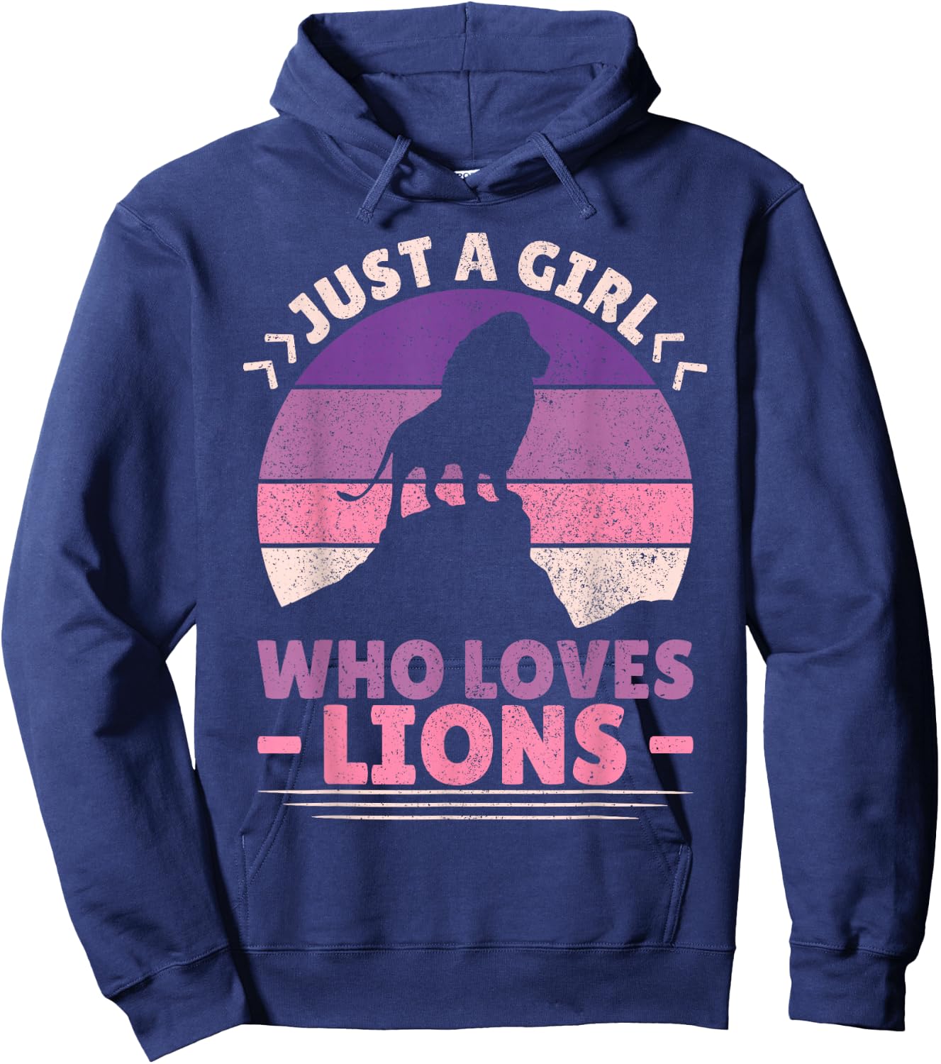 Just A Girl Who Loves Lions African Animal Lover Girls Lion Hoodie - Hoodie | Navy