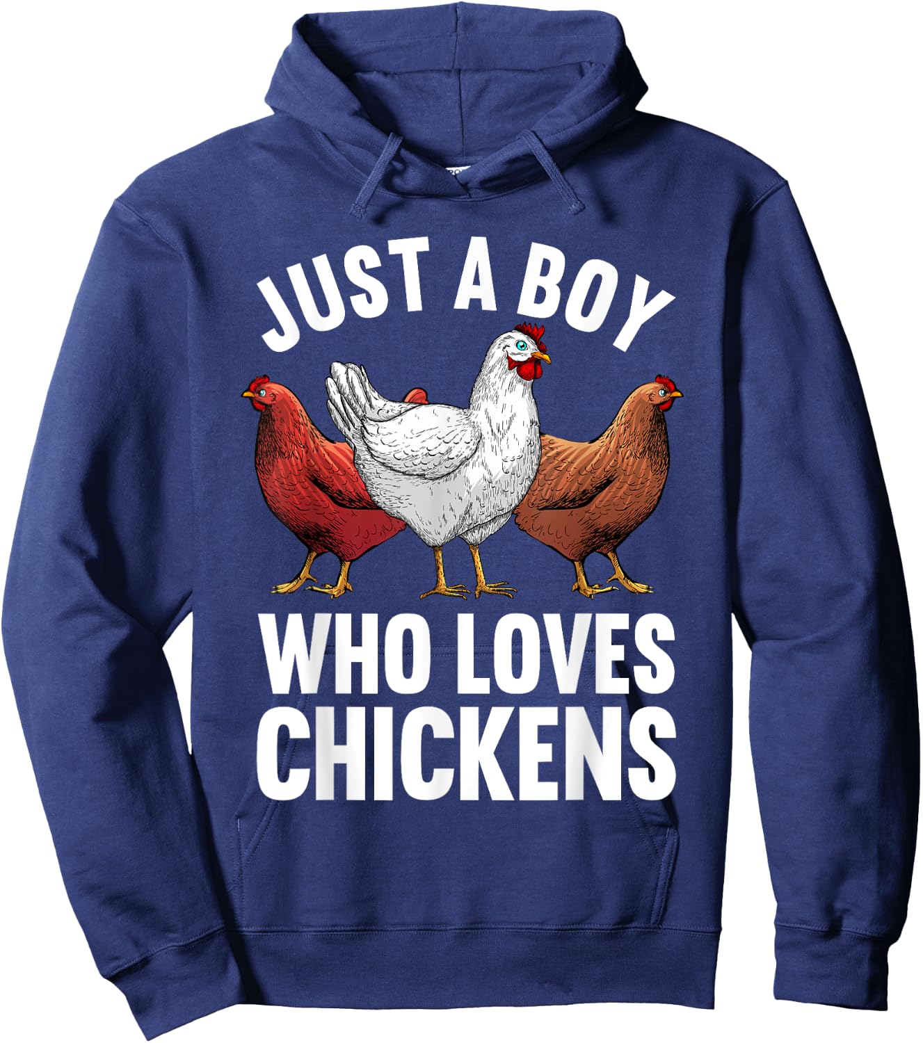 Funny Chicken Art Boys Farm Animal Chicken Farmer Hoodie - Hoodie | Navy