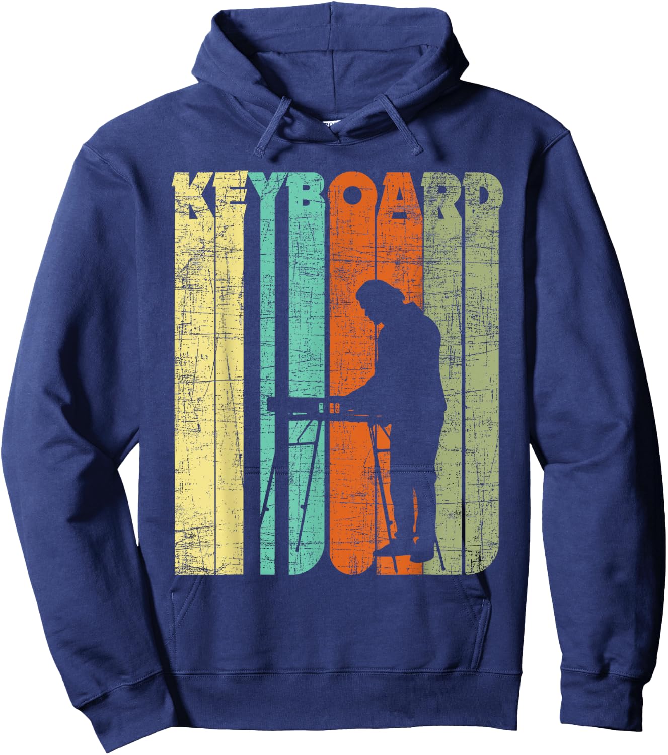 Vintage Keyboard Player Keyboardist Keyboarder Pianist Hoodie - Hoodie | Navy