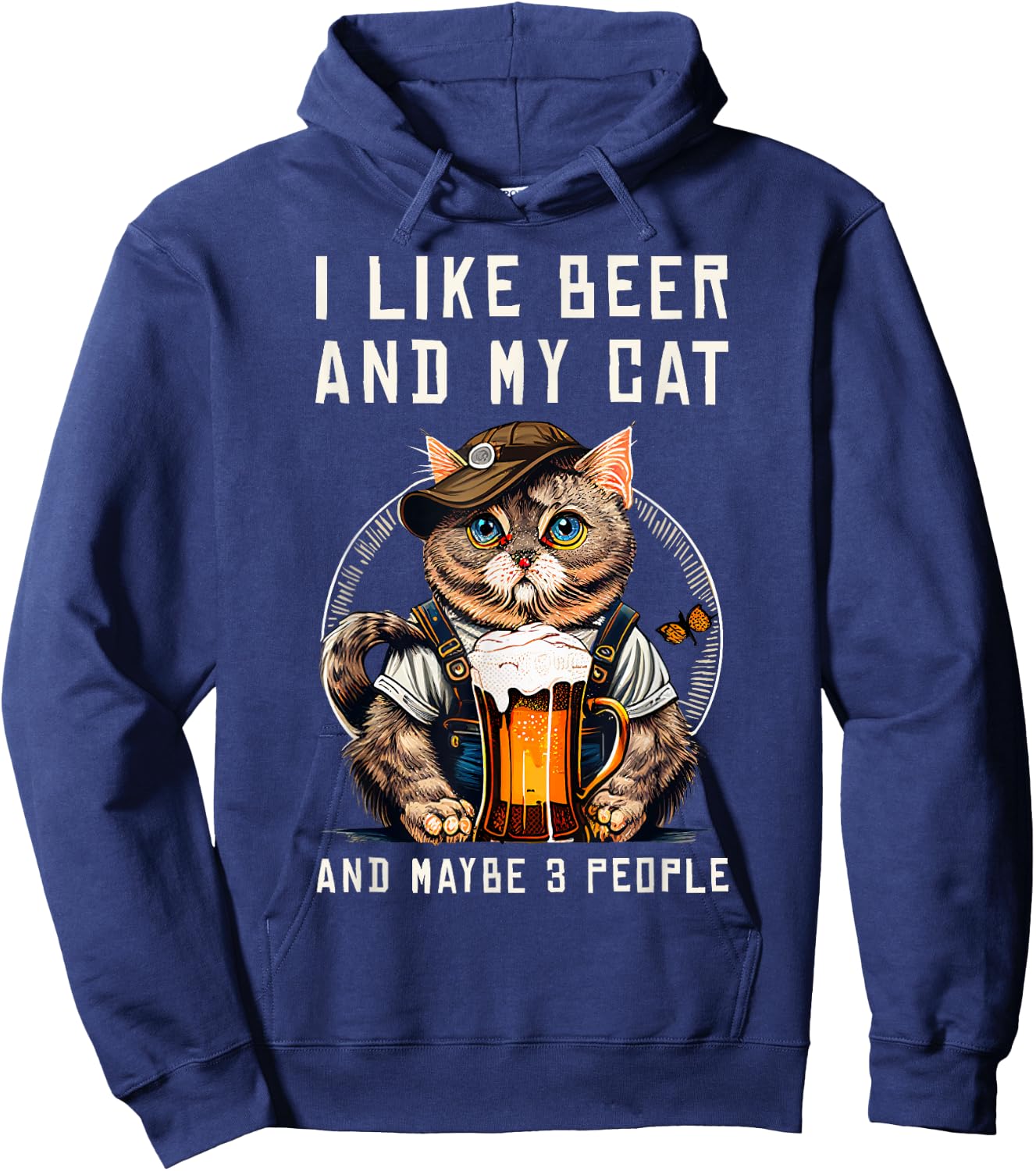 Funny Cat Beer Oktoberfest Bavaria Lederhosen Party Kitten Hoodie - Hoodie | Navy