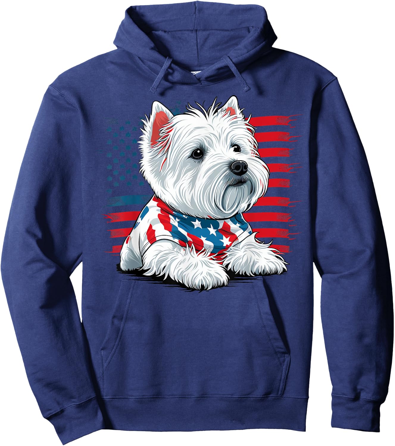USA 4th Of July West Highland White Terrier American Westie Women Kids Men Hoodie - Hoodie | Navy