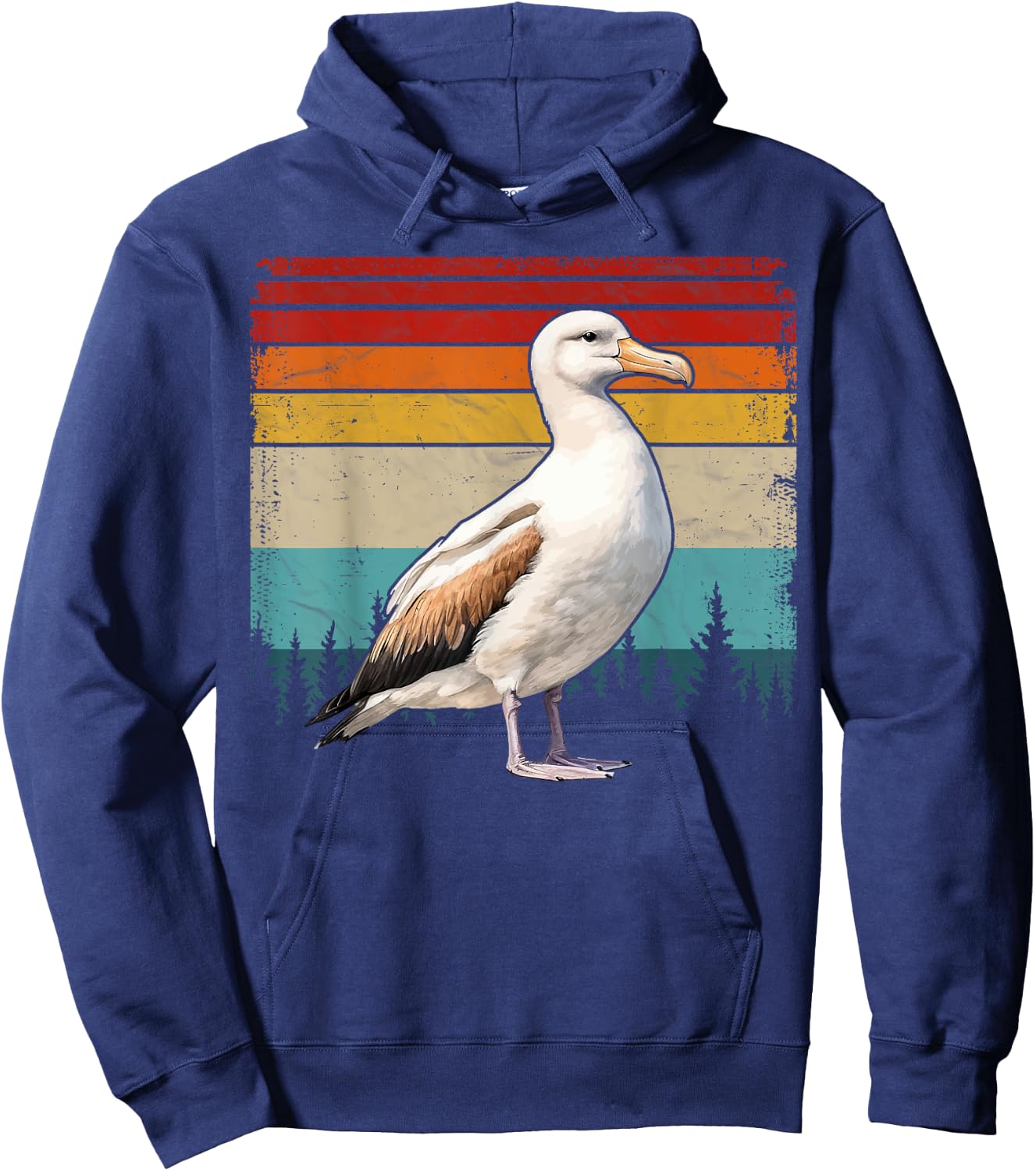 Albatross Vintage Distressed Retro Style Cool Albatross Bird Hoodie - Hoodie | Navy