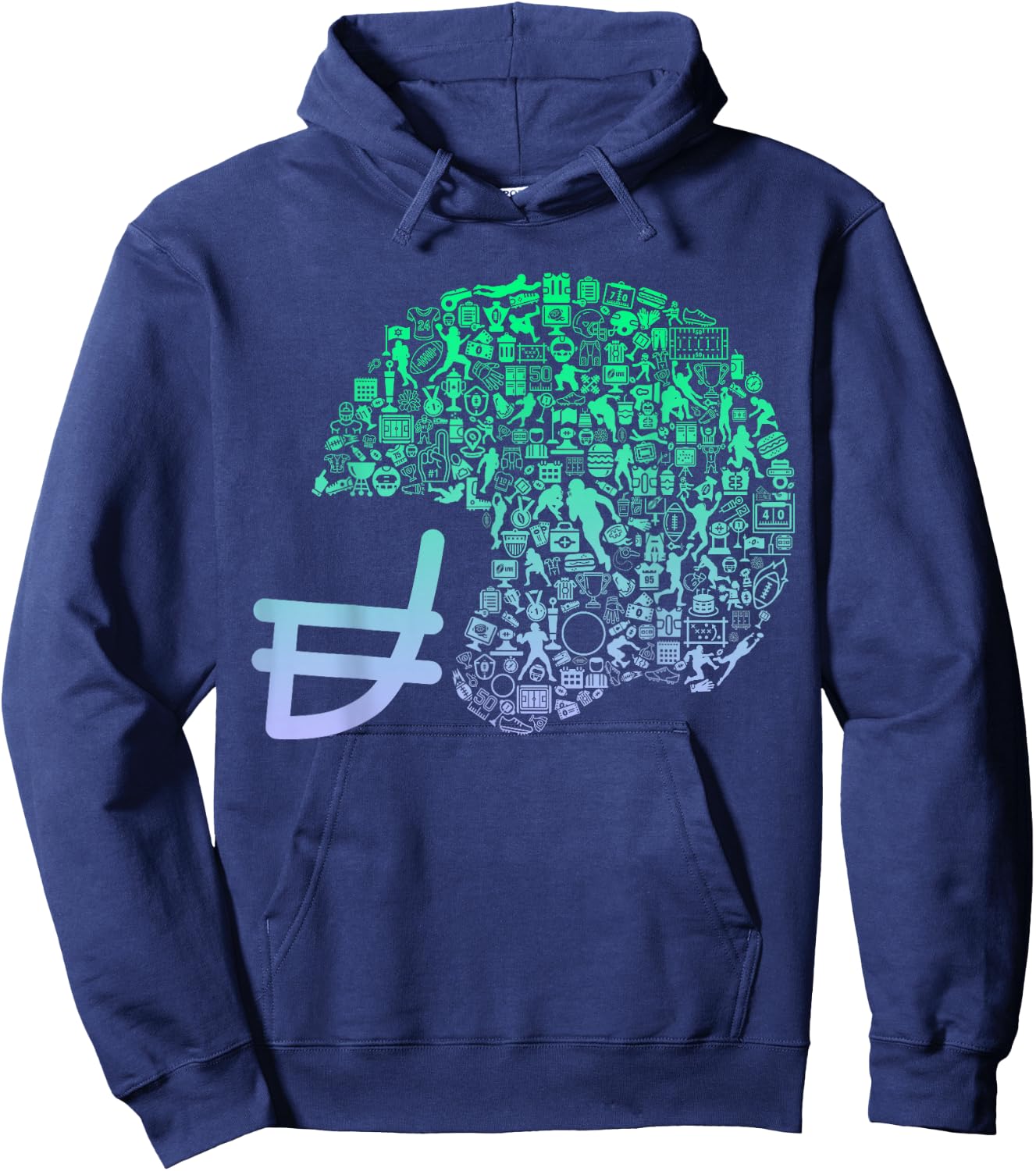 Football Helmet Design for Football Player | Boys Football Hoodie - Hoodie | Navy