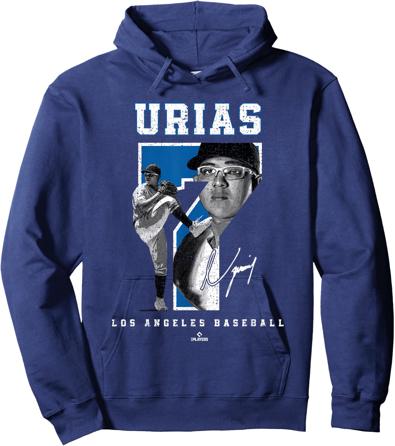 Number and Portrait Julio Urias Los Angeles MLBPA Hoodie - Hoodie | Navy
