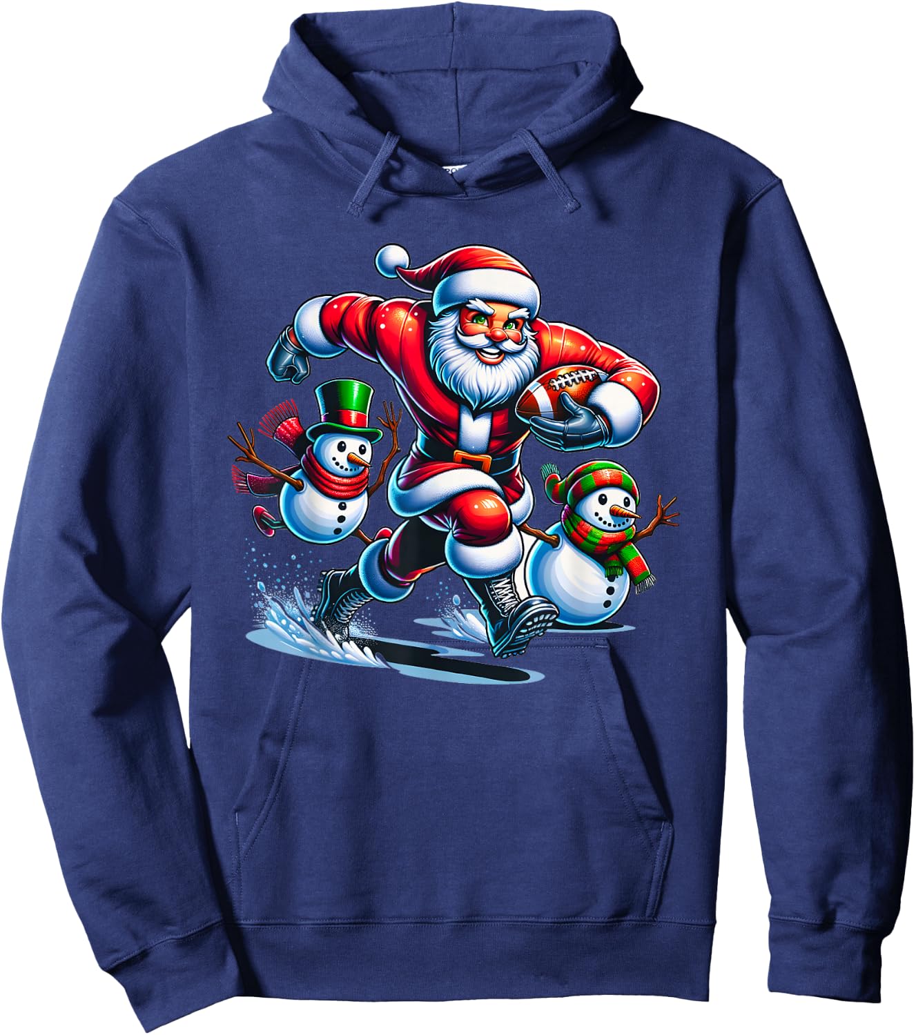 Christmas Football Santa Playing Football Hoodie - Hoodie | Navy