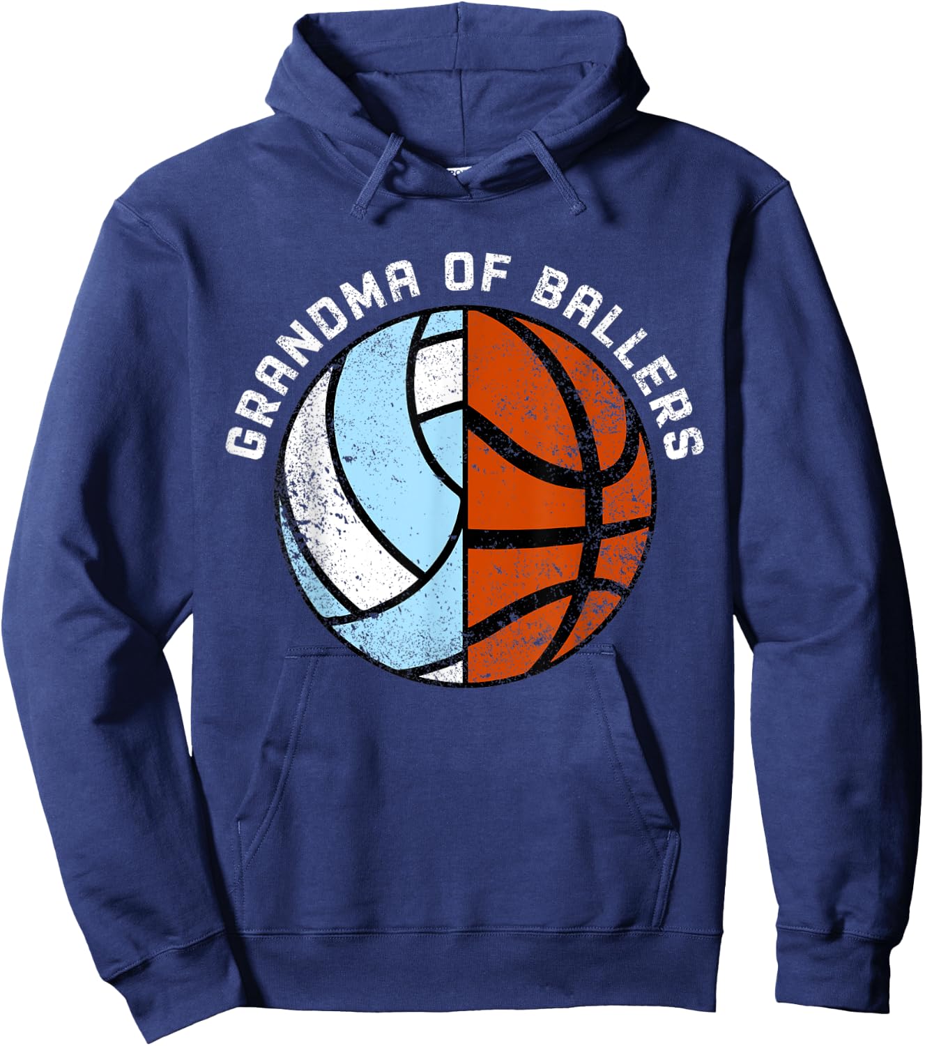 Grandma Of Ballers Funny Volleyball Basketball Grandma Hoodie - Hoodie | Navy