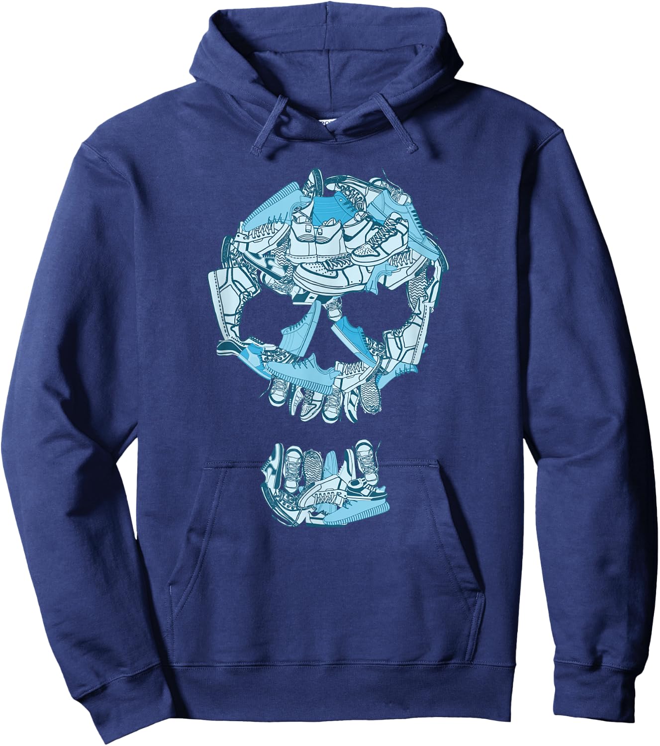 Blue Big Ol' Sneaker Head Blue Color Graphic Hoodie - Hoodie | Navy