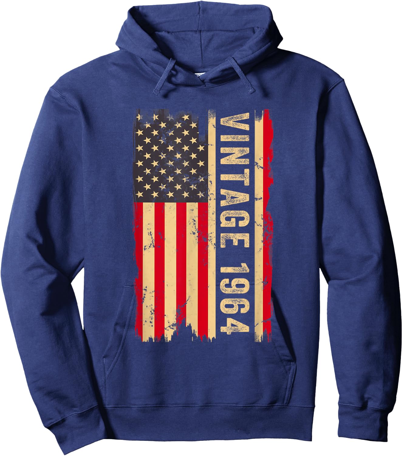 Vintage 1964 60th Birthday Gifts 60 Years Old American Flag Hoodie - Hoodie | Navy