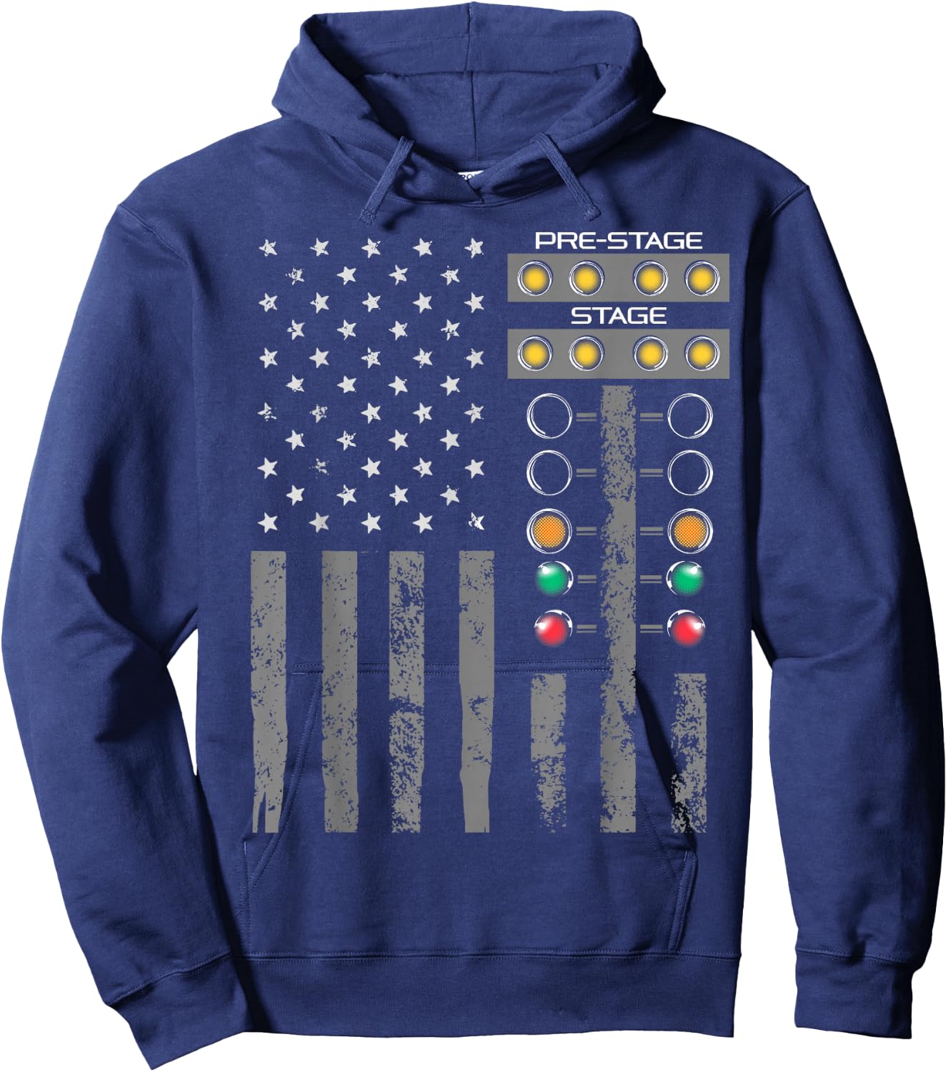 American Flag Drag Racing Strip Tree Light for Dragster Hoodie - Hoodie | Navy