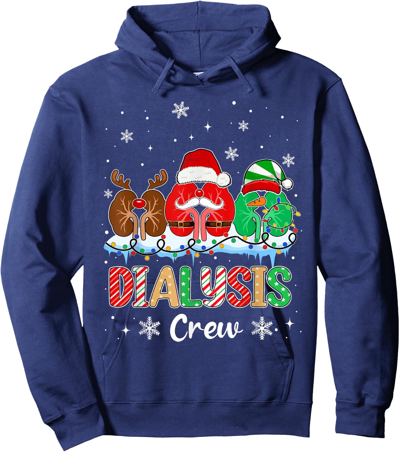 Dialysis Crew Christmas Lights Dialysis Nurse Xmas Hoodie - Hoodie | Navy