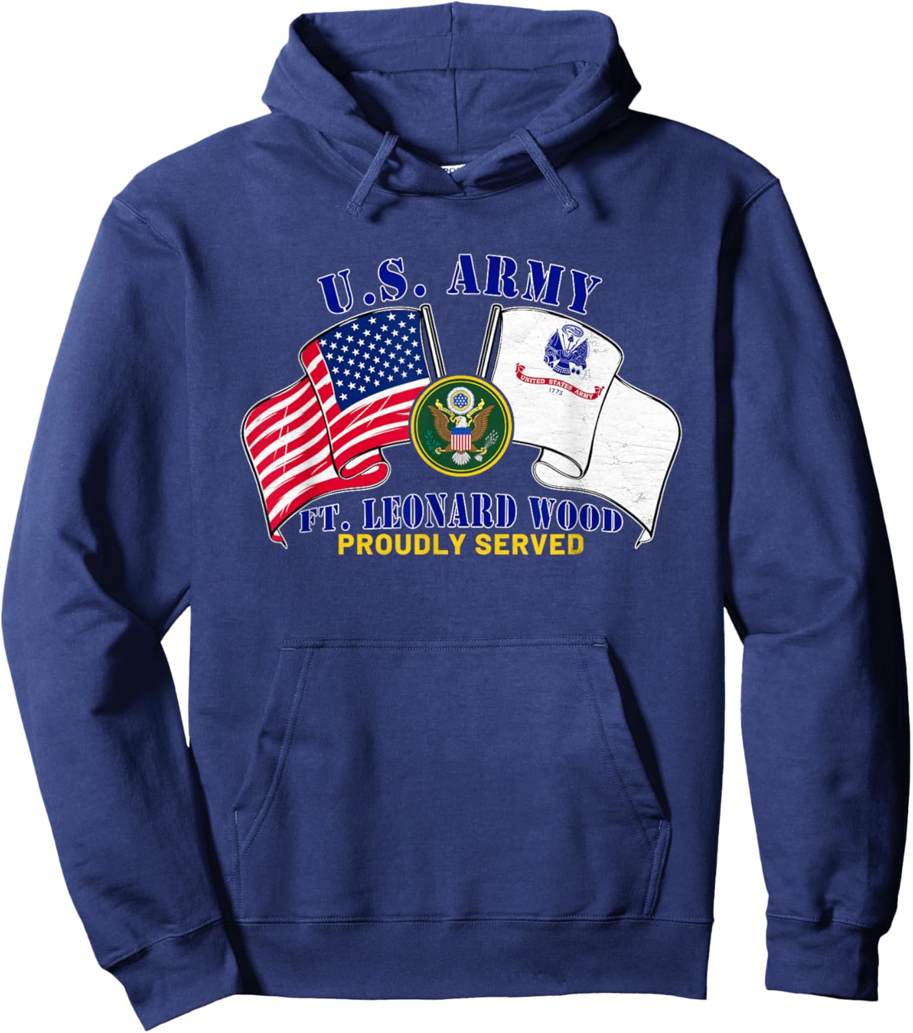 Fort Leonard Wood Missouri Mo Us Army Base American Flag Men Hoodie - Hoodie | Navy