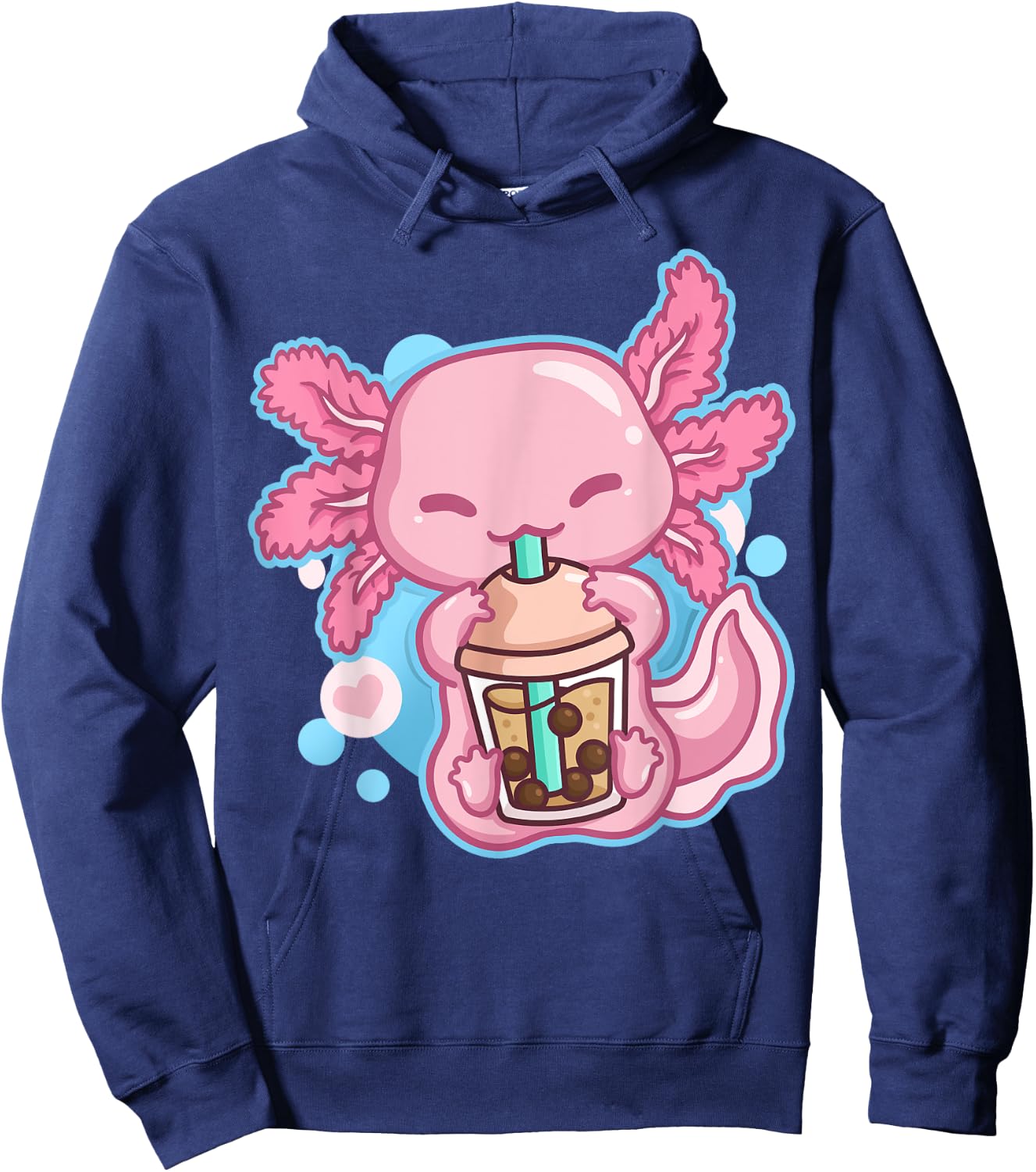 Boba Tea Bubble Tea Milk Tea Anime Axolotl Small Hoodie - Hoodie | Navy