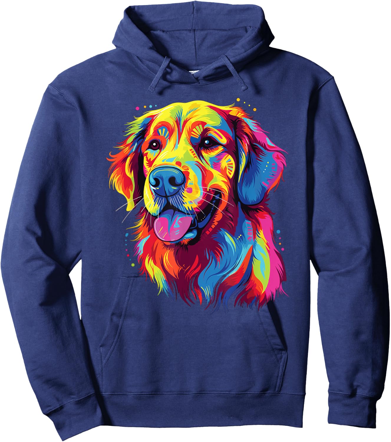 Watercolor Colorful Golden Retriever Dog Hoodie - Hoodie | Navy