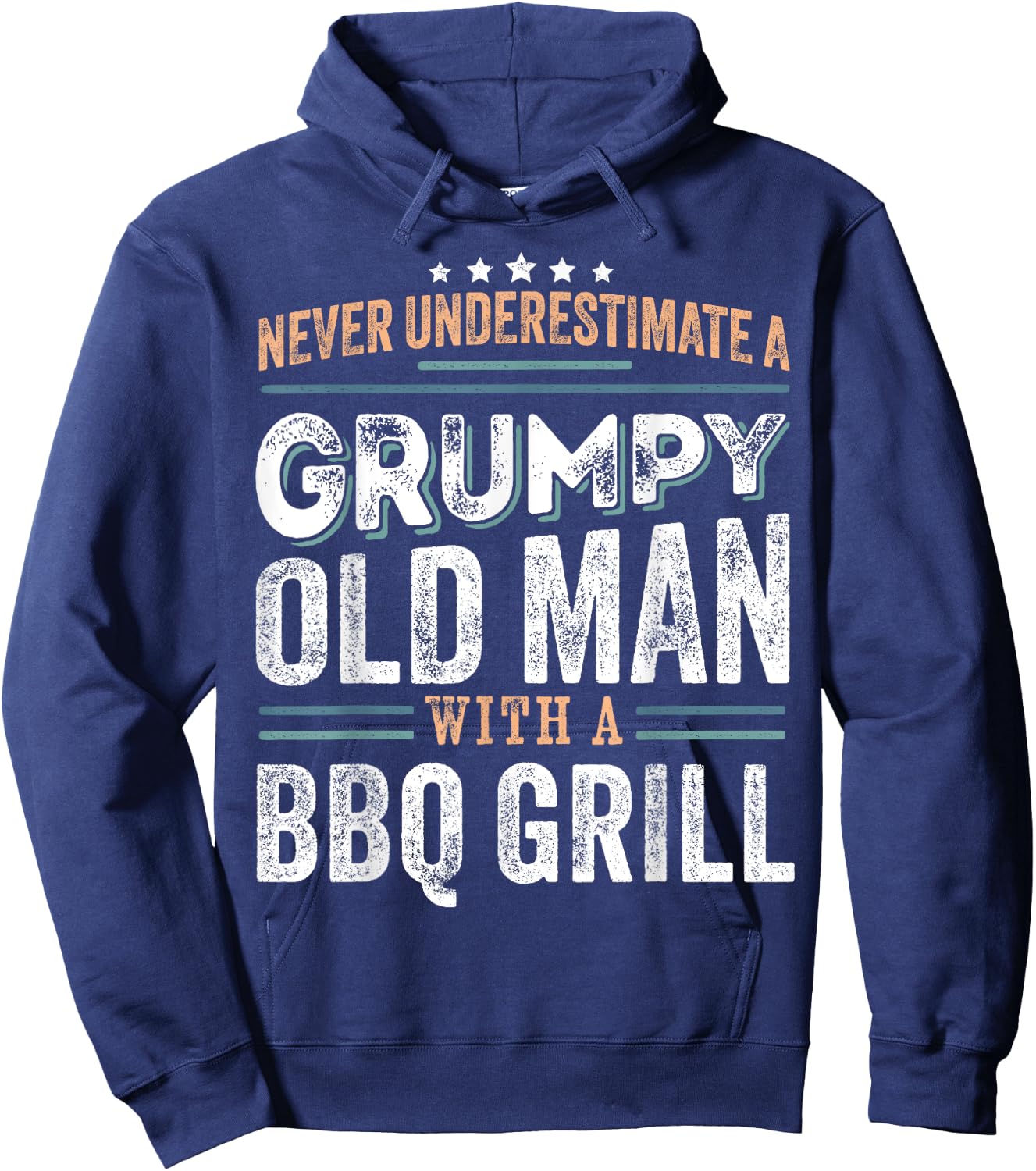 Grumpy Old Man with a Bbq grill Funny Dad Gifts Hoodie - Hoodie | Navy