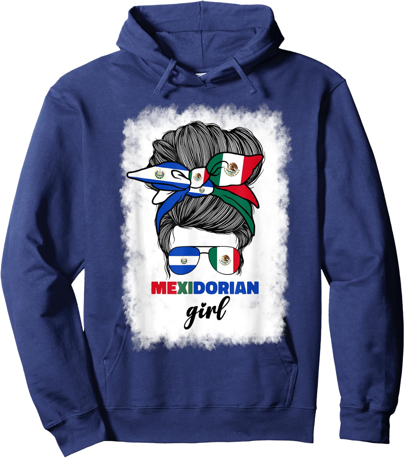 Half Mexican And Salvadorian Mexico El Salvador Flag Girl Hoodie - Hoodie | Navy