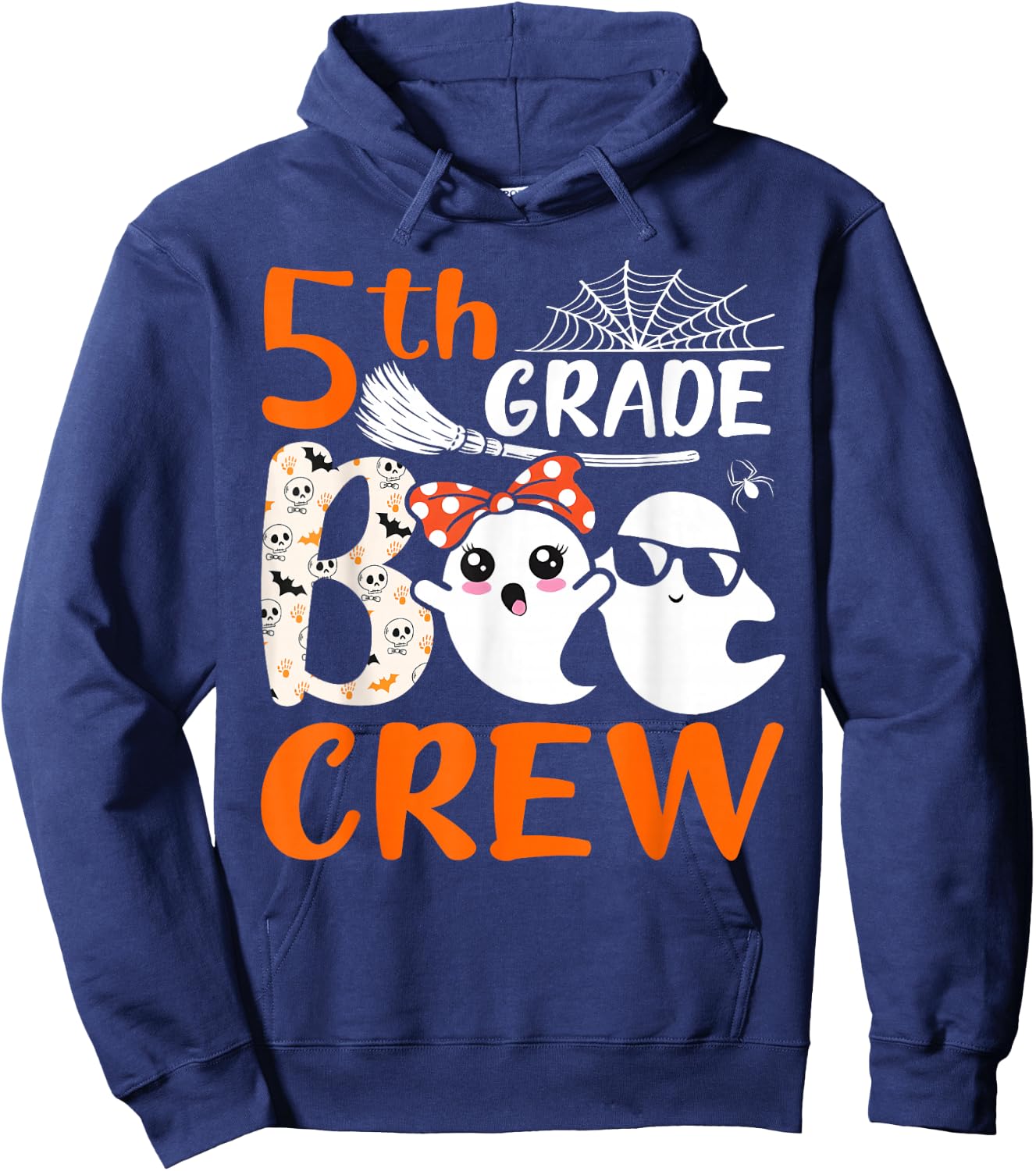5th Grade Boo Crew Teachers Students Ghost Halloween Hoodie - Hoodie | Navy