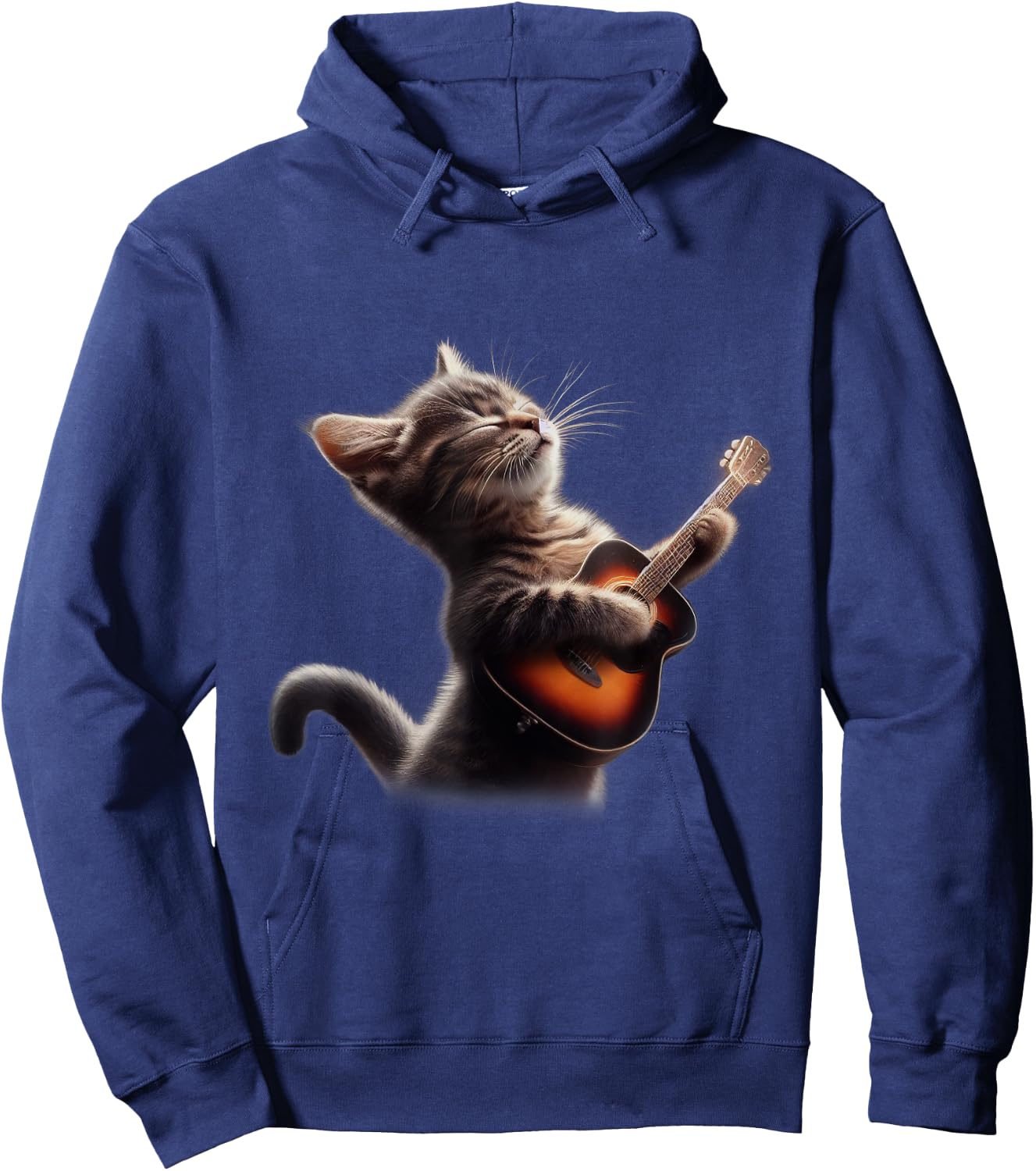 Cat Playing Guitar - Funny Rock Music Guitar Cat Women Kids Hoodie - Hoodie | Navy