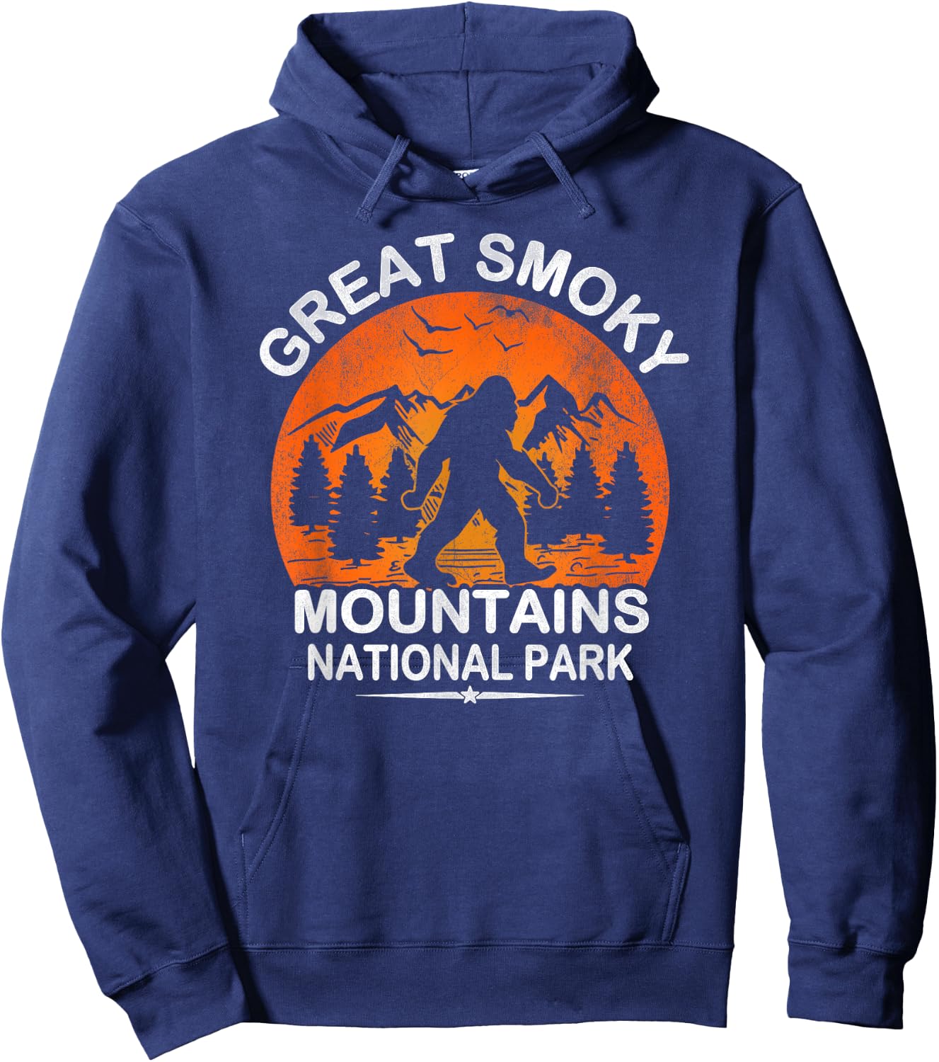 Great Smoky Mountains National Park Sunset Bigfoot Sasquatch Hoodie - Hoodie | Navy