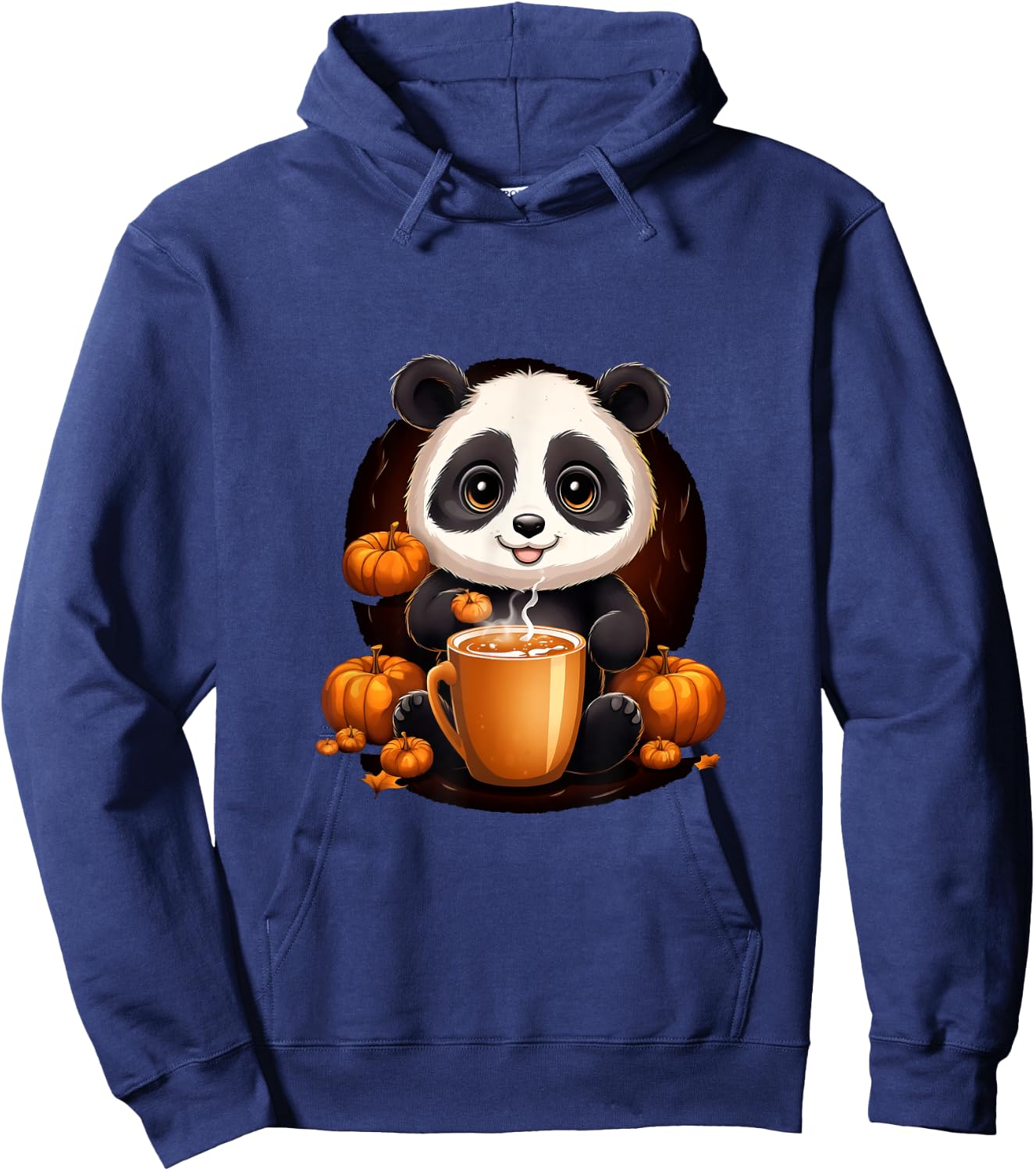 Panda Pumpkin Spice Latte Autumn Halloween Hoodie - Hoodie | Navy