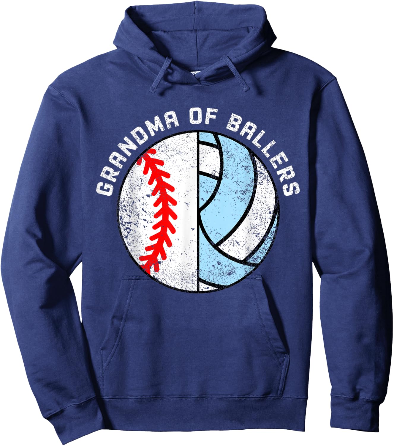 Grandma Of Ballers Funny Baseball Volleyball Grandma Hoodie - Hoodie | Navy
