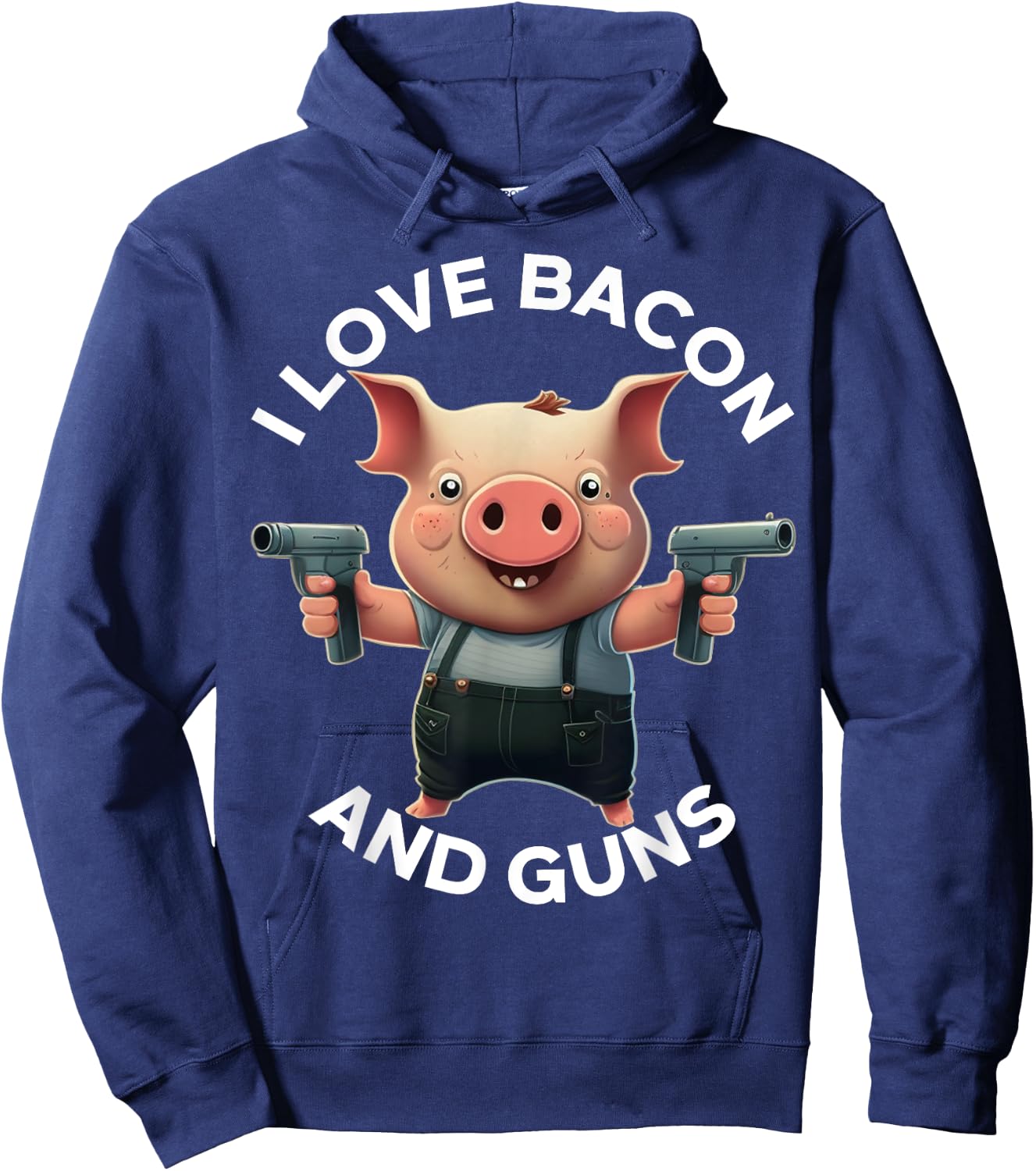 I Love Bacon and Guns - Redneck and Cowboy Hoodie - Hoodie | Navy