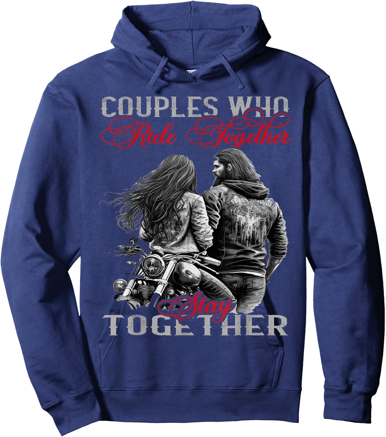 Biker Couple Classic Motorcycle Who Rides Together Stays ... Hoodie - Hoodie | Navy