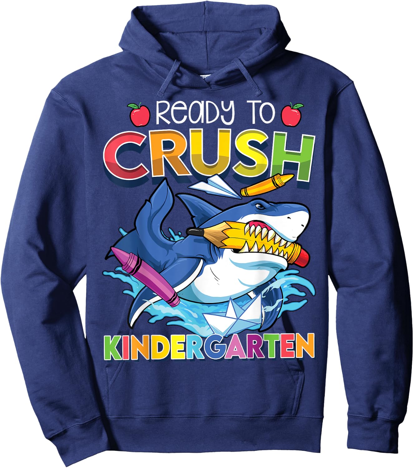 Ready To Crush Kindergarten Shark Back To School Boys Girls Hoodie - Hoodie | Navy