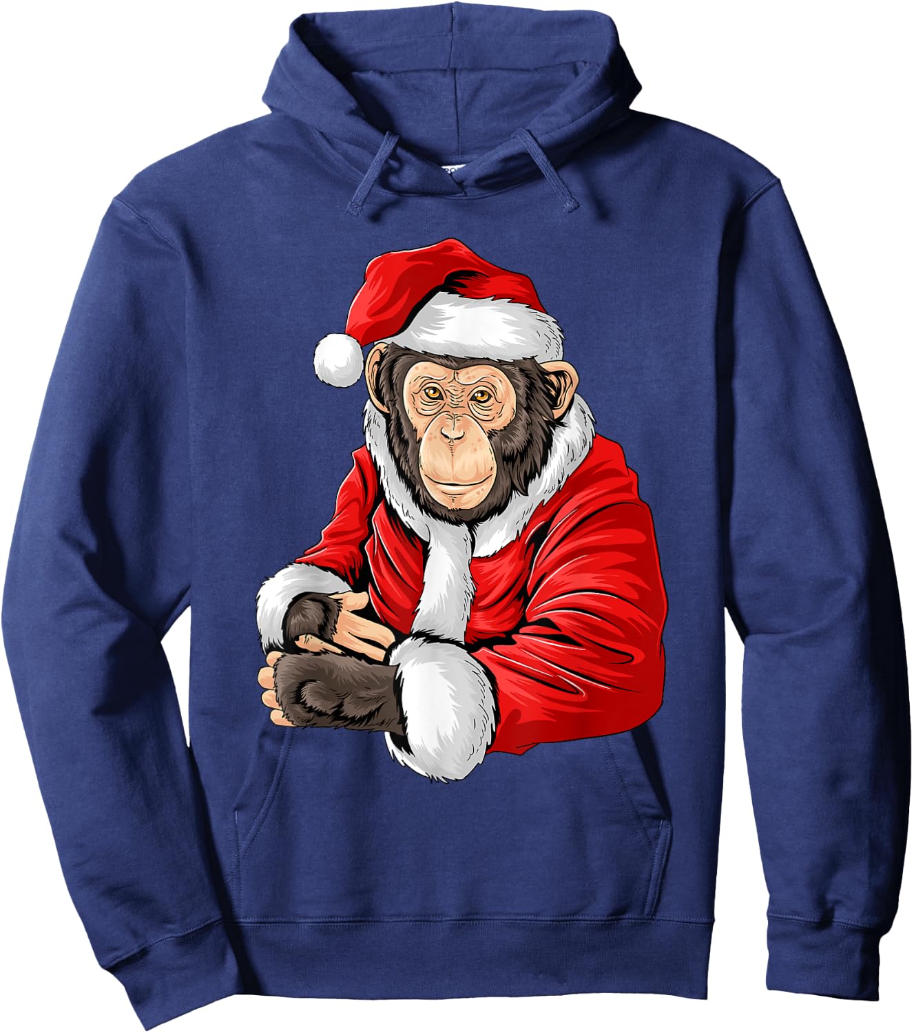 Monkey Santa Costume Christmas Pajama Cool Zoo Animal X-Mas Hoodie - Hoodie | Navy