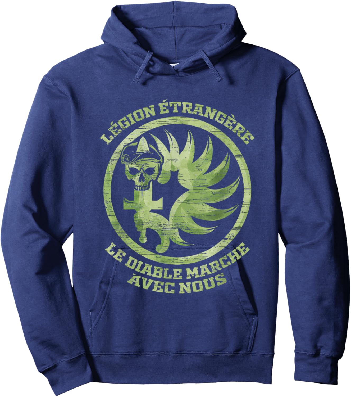 Le Diable Marche Avec Nous Legion Etrangere Hoodie - Hoodie | Navy