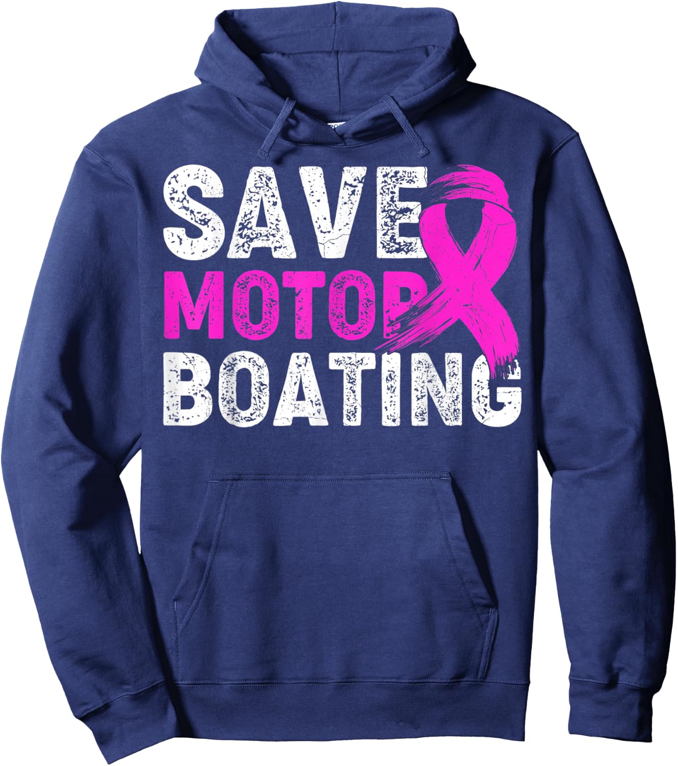 Save Motor Boating Pink Ribbon Breast Cancer Awareness Hoodie - Hoodie | Navy