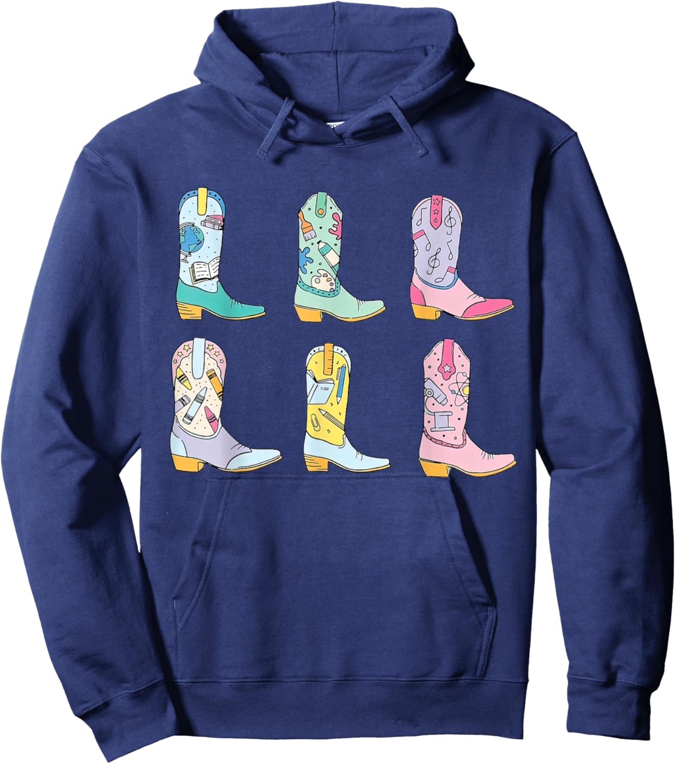 Teacher Life Howdy Teacher, Cowboy Boots Hoodie - Hoodie | Navy