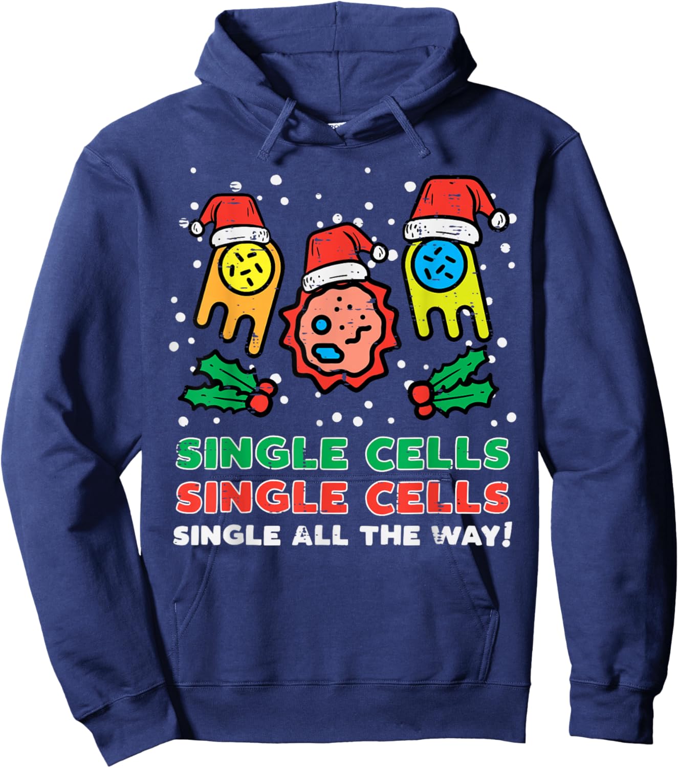 Christmas Single Cells Funny Xmas Science Biology Men Women Hoodie - Hoodie | Navy