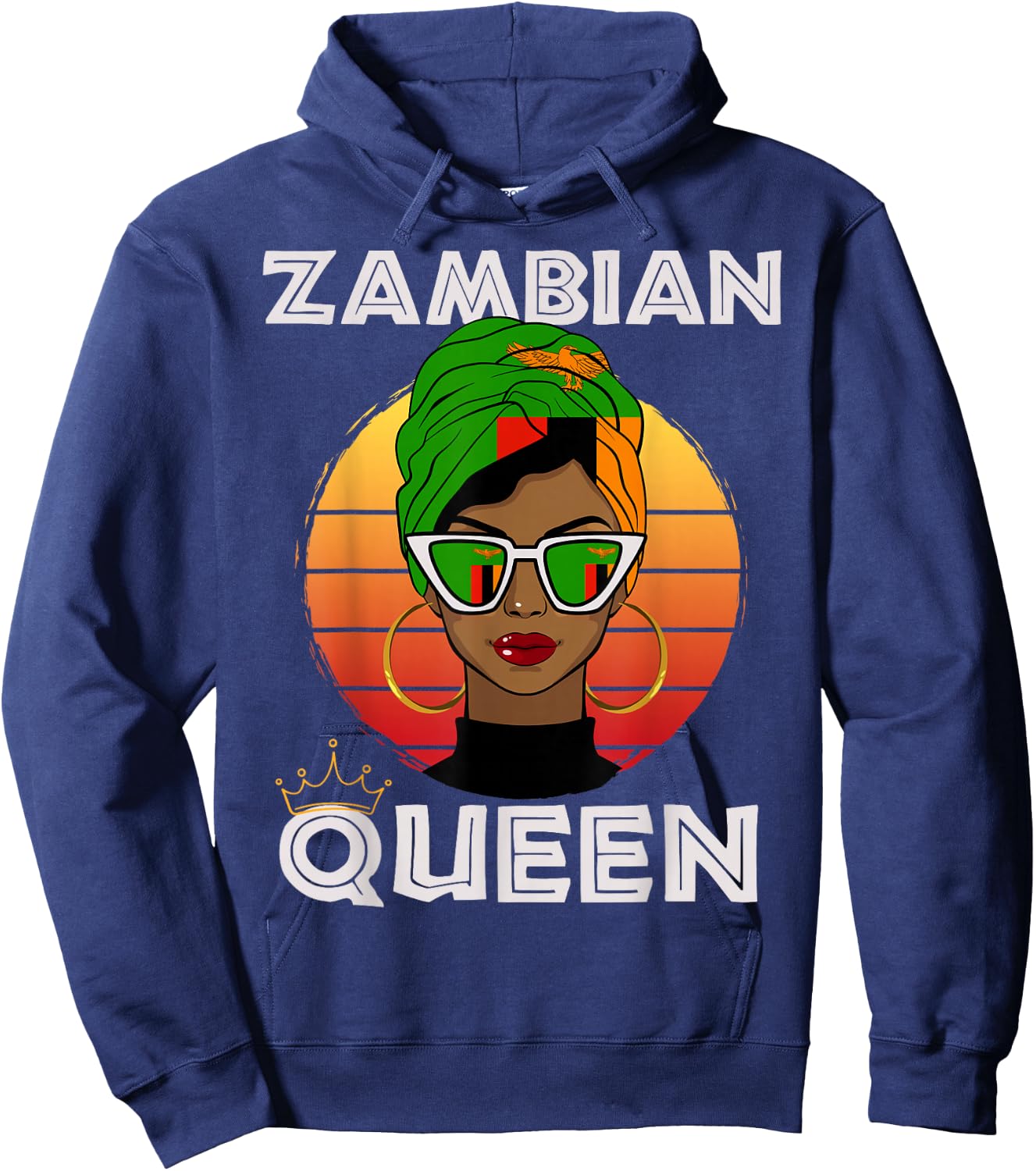Zambian Queen, African Queen Zambia Flag, Zambia Women Girls Hoodie - Hoodie | Navy