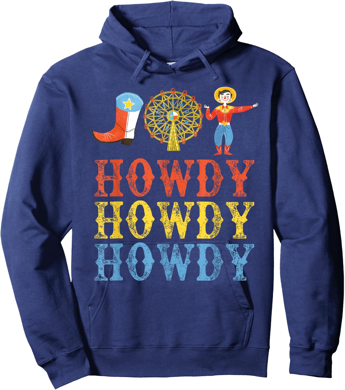 Texas Fair, State Fair Cowboy, Ferris Wheel, County Fair Hoodie - Hoodie | Navy