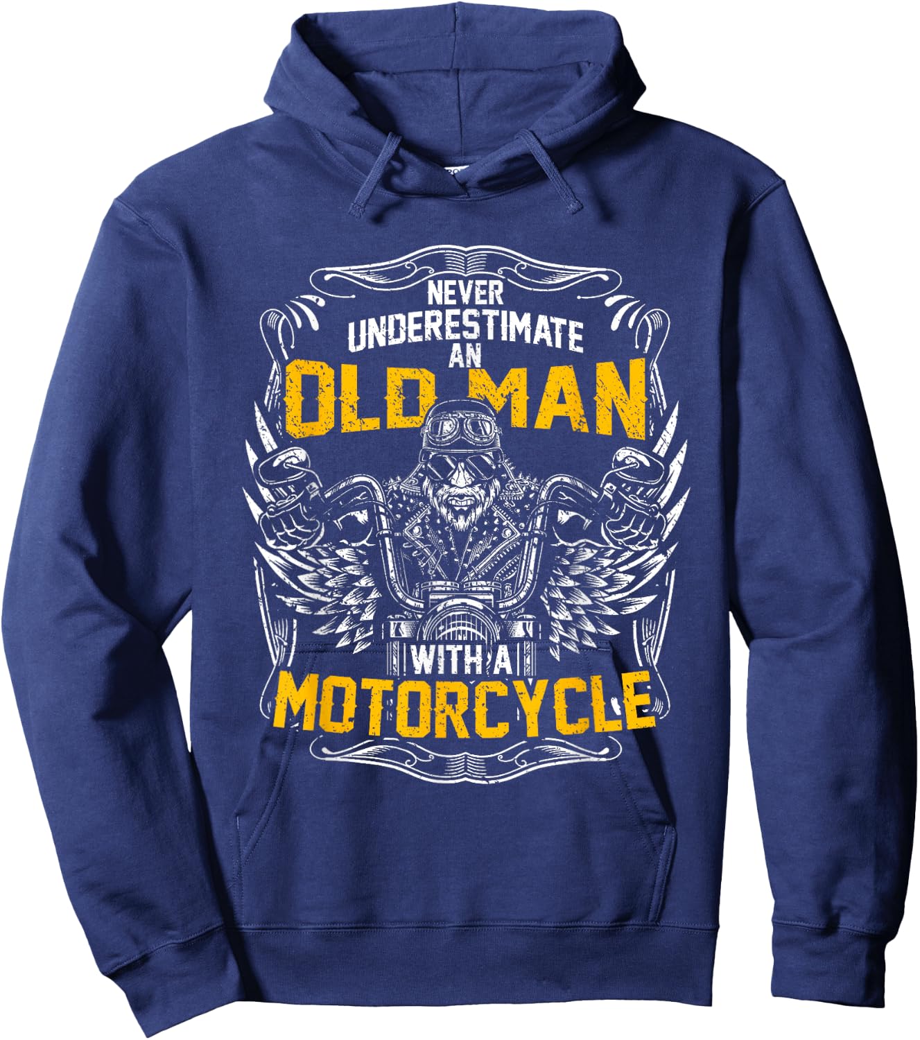 Never Underestimate An Old Man With A Motorcycle Hoodie - Hoodie | Navy
