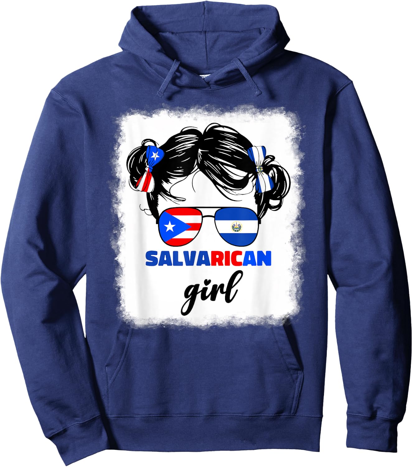 Half Salvadorian Puerto Rican Rico El Salvador Girls Kids Hoodie - Hoodie | Navy