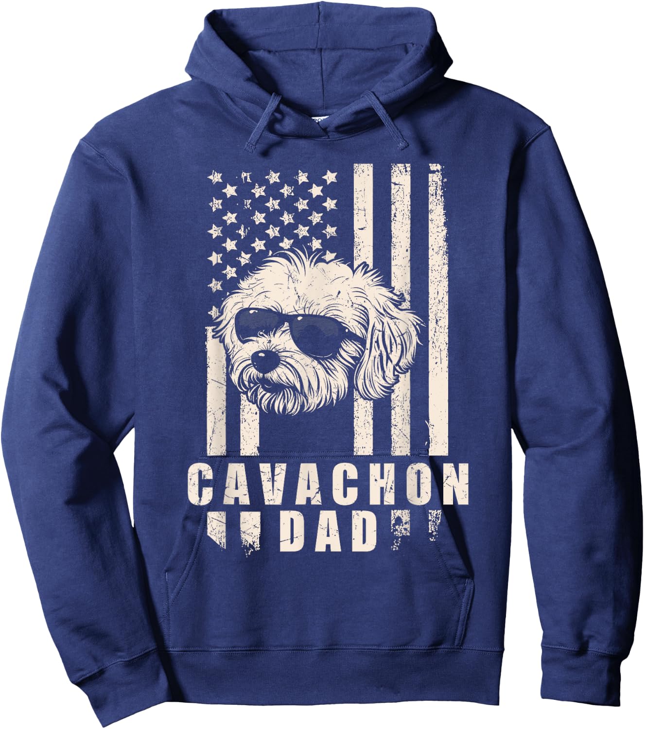 Cavachon Dog Dad American Flag Gifts for Best Father Men Hoodie - Hoodie | Navy