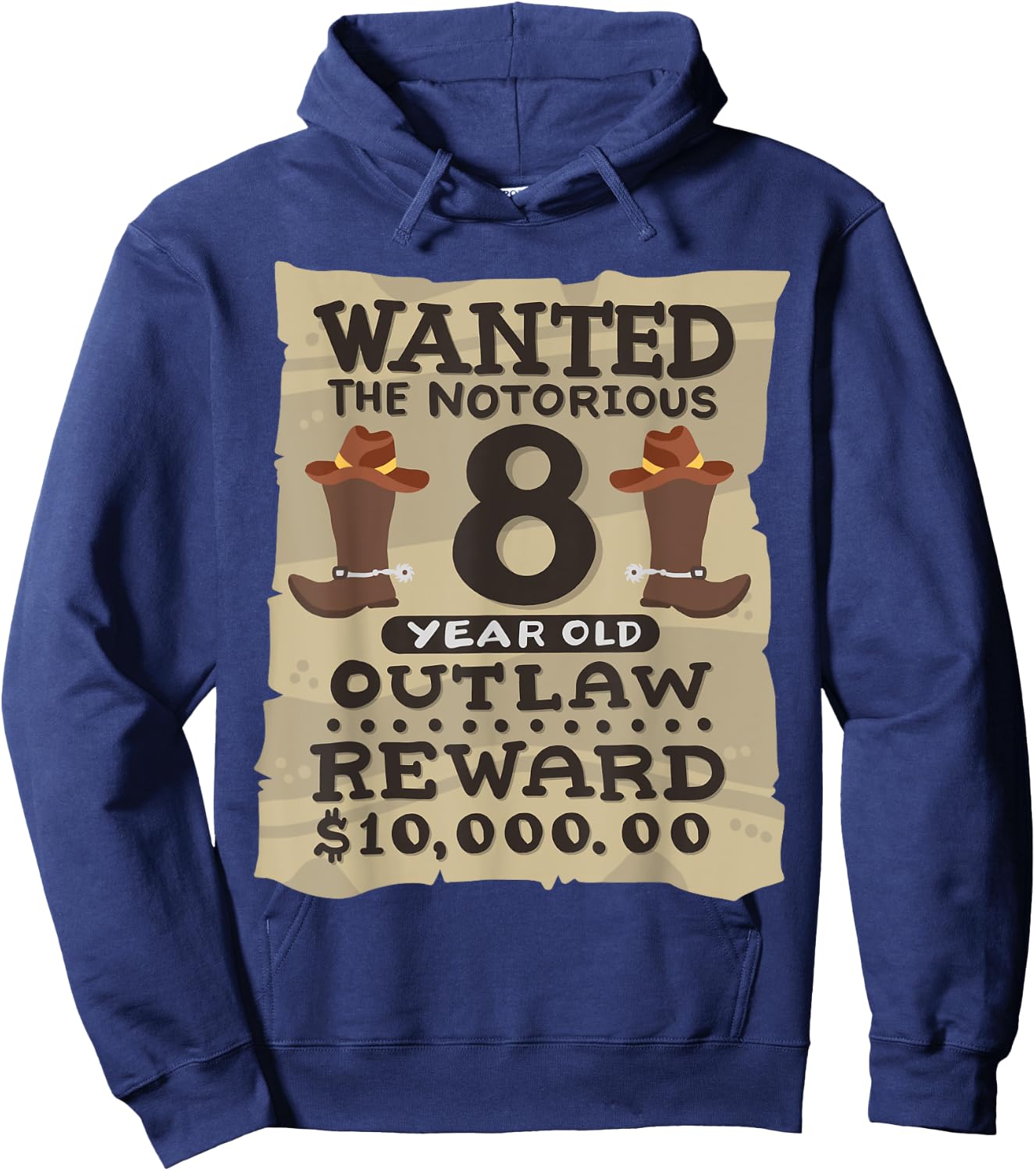 8 Year Old Cowboy 8th Birthday Party Wild West Western Kids Hoodie - Hoodie | Navy