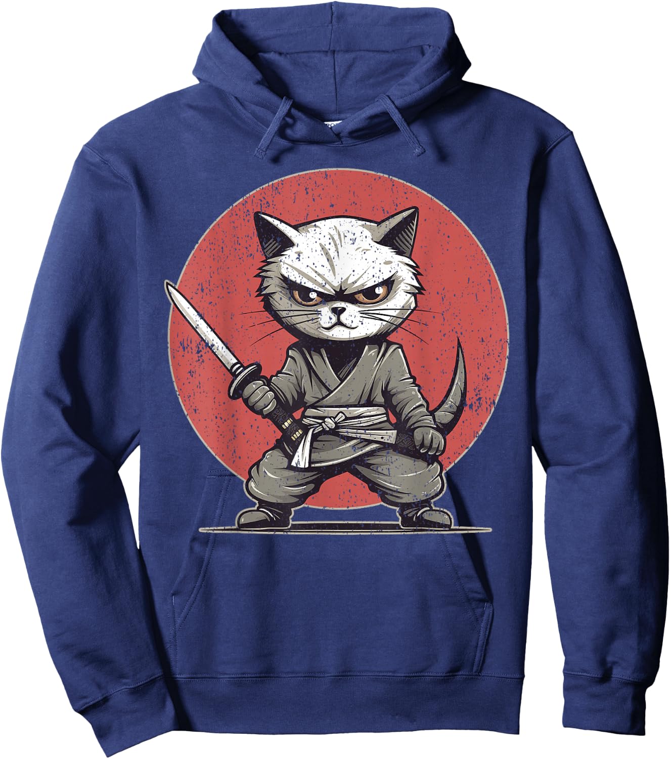 Kitten Ninja Cat Themed , Women's, Black, Small, Short Sleeve, , Modern, Cat Theme, All Seasons, 1 Count Hoodie - Hoodie | Navy