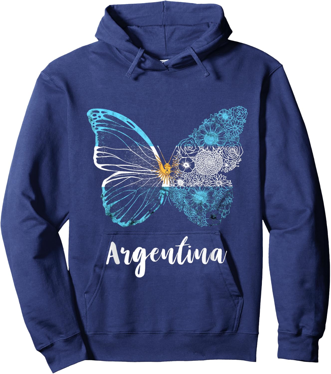 Butterfly Argentina Sun of May Buenos Aires Argentinian Flag Hoodie - Hoodie | Navy