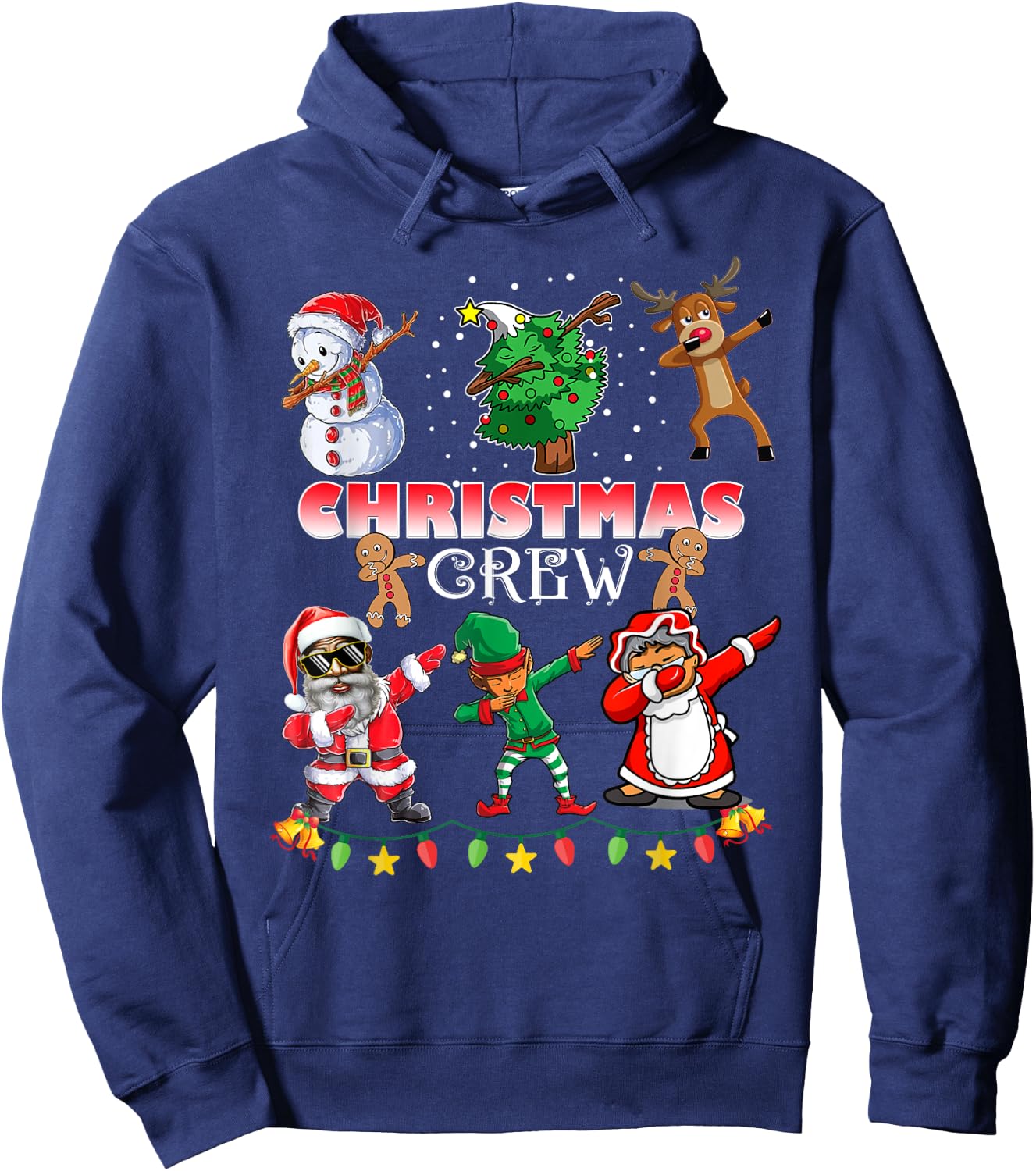 Black Cool Santa Claus African American Christmas Crew Dabs Hoodie - Hoodie | Navy
