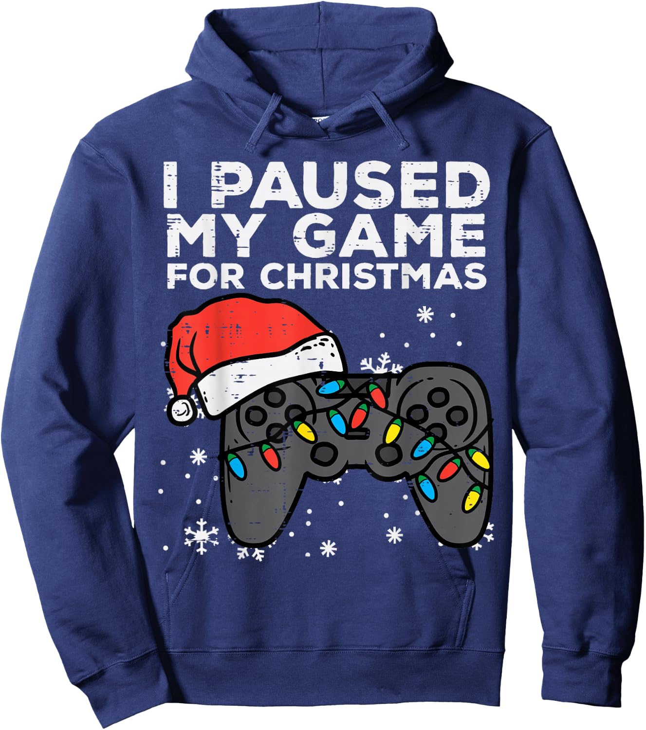 Paused My Game Christmas Gamer Xmas Men Boys Kids Youth Teen Hoodie - Hoodie | Navy