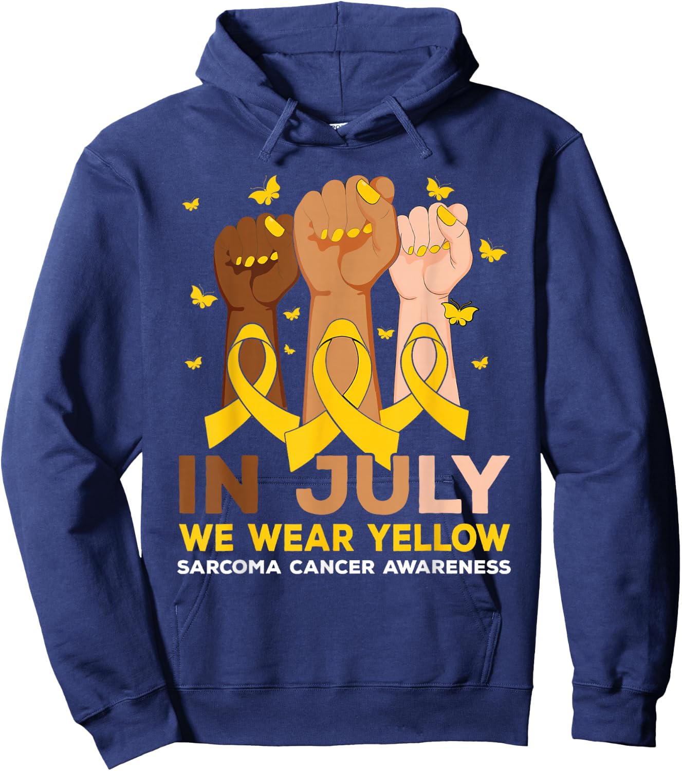 In July We Wear Yellow Sarcoma Cancer Awareness Hoodie - Hoodie | Navy