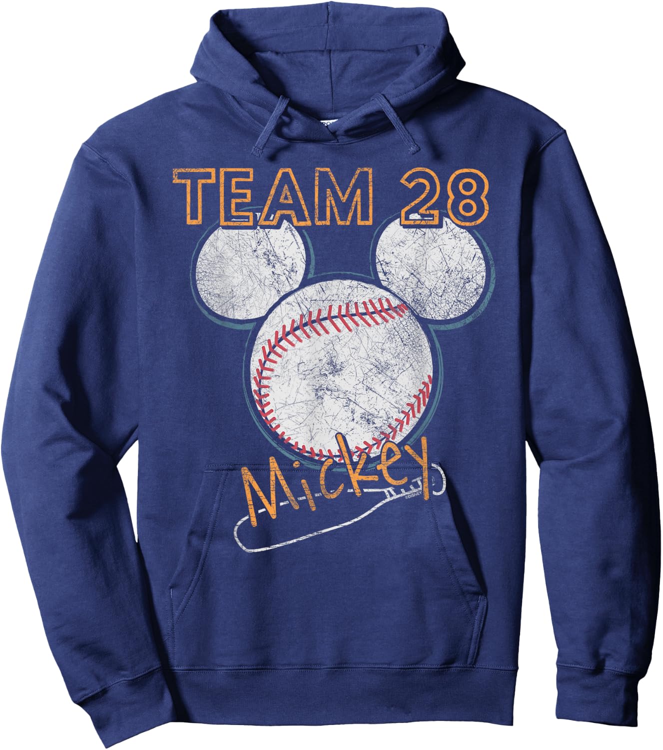 Disney Mickey Mouse Baseball Team 28 Sports Distressed Hoodie - Hoodie | Navy